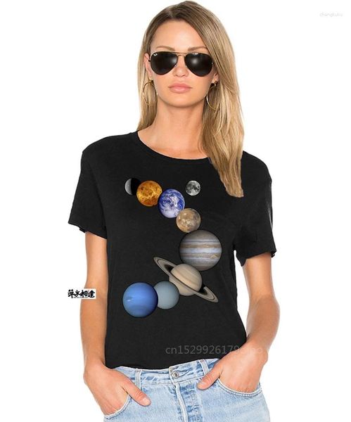 Camisetas de mujer para cuello redondo gráfico manga corta Sistema Solar planetas astronomía niños hombres