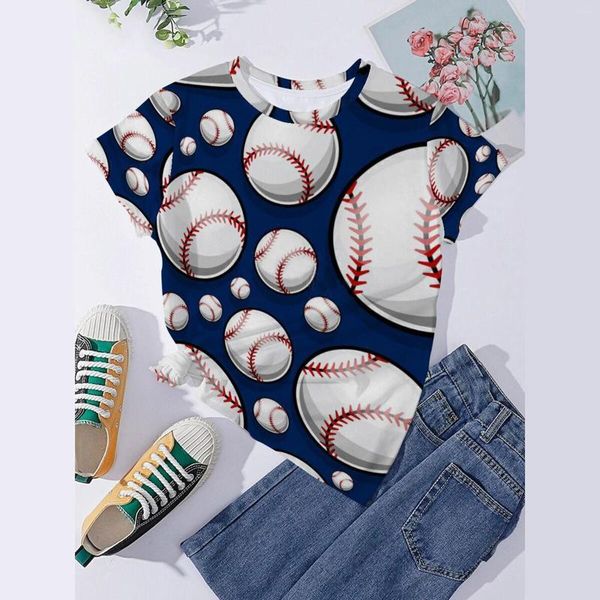 Camisetas de mujer para mujer, camisetas con estampado de béisbol Vintage, camiseta de regalo, camiseta informal de algodón fino para mujer