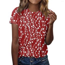 Dames t shirts voor vrouwen dames dames korte mouw tops chique zomer o nek casual trendy blouses tuniek onafhankelijkheid dag