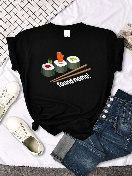 Camisetas de las mujeres que se encuentran en dibujos animados de sushi impresión camiseta para mujeres camiseta street manga corta ropa deportiva fresca camisa casual