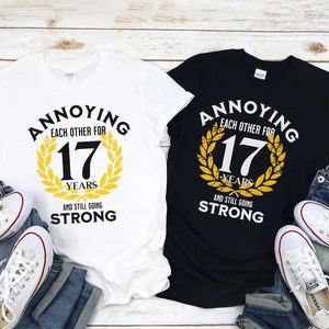 T-shirts pour femmes drôles 17e cadeaux d'anniversaire de mariage pour mari et femme s'ennuyer les uns les autres assortis 17 ans couple de chemise y2k