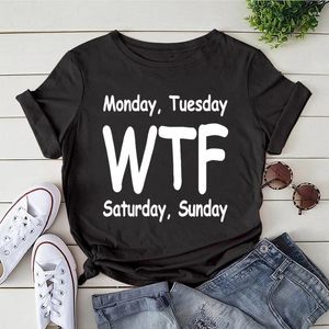 T-shirts pour femmes drôles lundi mardi wtf samedi dimanche imprimé t-shirt d'été