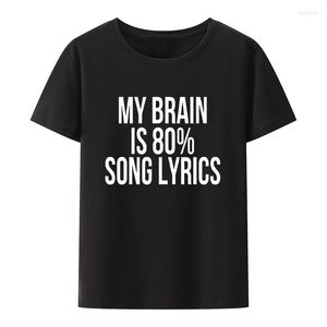 Camisetas divertidas de My Brain Is 80% para mujer, camiseta Y2k con letras de canciones, camisetas gráficas de dibujos animados Harajuku, camiseta cómoda transpirable de manga corta