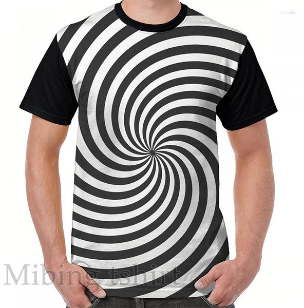 Camisetas para mujer Camiseta con estampado divertido para hombre, camisetas para mujer, camiseta con gráfico en espiral Op-Art en blanco y negro, camisetas informales de manga corta con cuello redondo