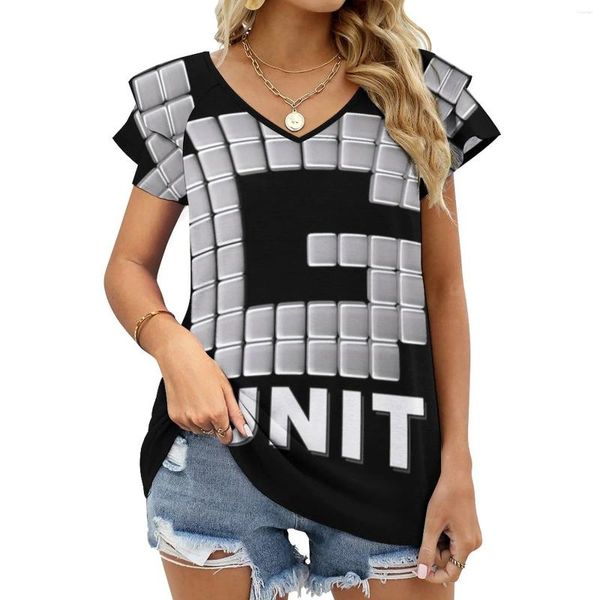 T-shirts pour femmes G Unit autocollant à volants chemise à manches courtes femmes été col en V t-shirt hauts longs haut de haute qualité