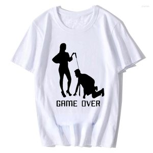 Vrouwen T Shirts Game Over Huwelijk Slaaf Brief Grappige Shirt Mannen T-shirt Korte Mouw Tops Creatieve Gift Voor Paar minnaar Tee