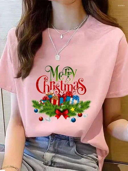 Camisetas para mujer Regalo Tendencia encantadora Linda Camisa de moda navideña Ropa Estampado de vacaciones Top Mujer Camiseta gráfica para mujer Ropa para mujer Camiseta