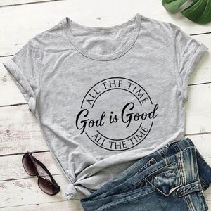 T-shirts pour femmes Dieu est bon tout le temps coton femmes t-shirt chrétien drôle chemise à manches courtes foi FemmeFemmes