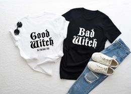 T-shirts Femmes Bonne Sorcière Mauvaise T-shirt Vintage Femmes Manches Courtes Halloween Couple T-shirt Petit Haut