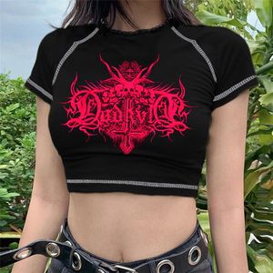 Dames t shirts goth vrouwelijke y2k crop top anime esthetische vintage street kawaii shirt harajuku punk dames kleding 2023 gothic