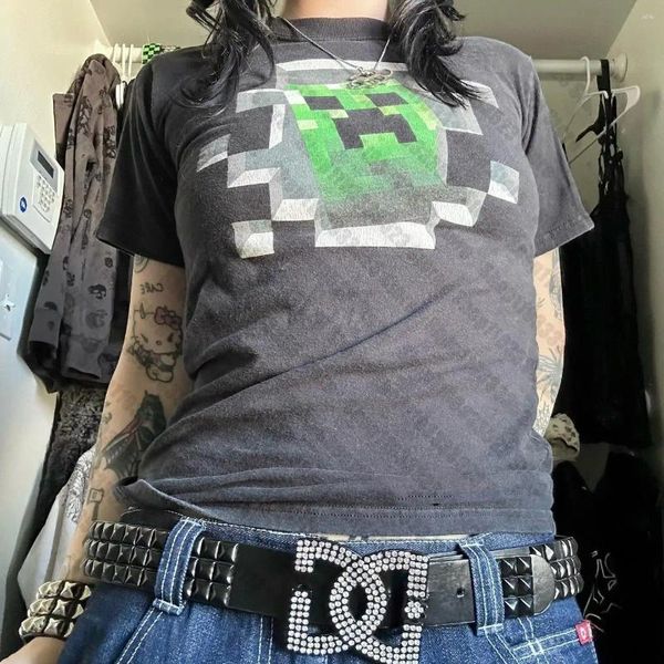 T-shirts pour femmes Gothic Crops Tops Grunge Graphic Imprimé des années 90