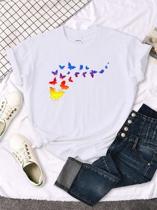 T-shirts pour femmes dégradé papillon volant imprimé femmes t-shirt rue Hip Hop chemise Sport hauts frais été respirant femme