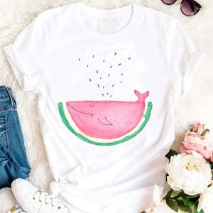 Dames t shirts grafische top dame print vrouwelijke tee t-shirt vrouwen zomer watermeloen fruit grappige dames cartoon kleding t-shirts mode