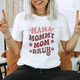 T-shirts pour femmes groovy maman maman maman bruh coton t-shirt vintage femme courte manche vie cadeau t-shirt