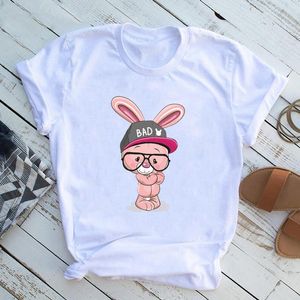 Dames t shirts grunge esthetische kawaii grafische y2k goth vrouw knappe cartoontekening van konijnen vintage jurk