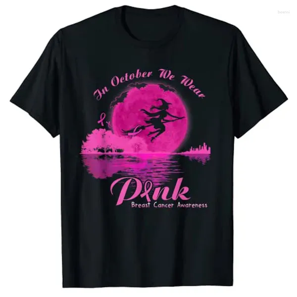 Camisetas para mujeres Lago de guitarra en octubre usamos una camiseta de conciencia de cáncer de mama rosa