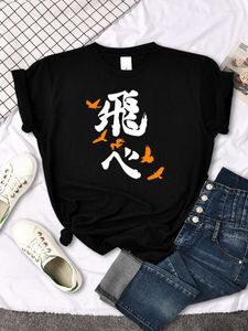 T-shirts Femme Haikyuu Karasuno lycée imprimé vêtements Goth esthétique Femme T-Shirts Harajuku japon haut animé femmes mode