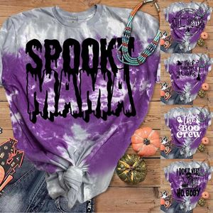 Dames T -shirts Halloween -shirt voor dames casual stropdy kleurstof korte mouwen korte mouwen ronde nek tee tuniek zwem gestreepte