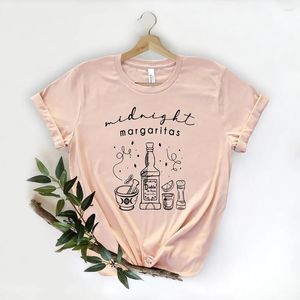 Dames T-shirts Halloween Heksen Shirt Middernacht Margaritas T-shirt Triple Moon Fall Witch Vibes Tequila Tee Witchy Top