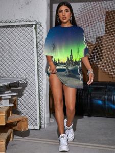 T-shirts femme bonheur prune aurores boréales chemise femmes Trippy été gothique neige t-shirt imprimé arbre T-shirts 3d