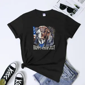 T-shirts de femmes Happy 4 juillet T-shirt Apparers drôle d'indépendance jour cadeau cadeau cool chien maman papa