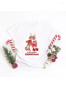 T-shirts de femmes Joyeux Noël Shirt Shirt HARAJUKU FEMMES Léopard Plaid Tree Tshirt Tshirt de Noël