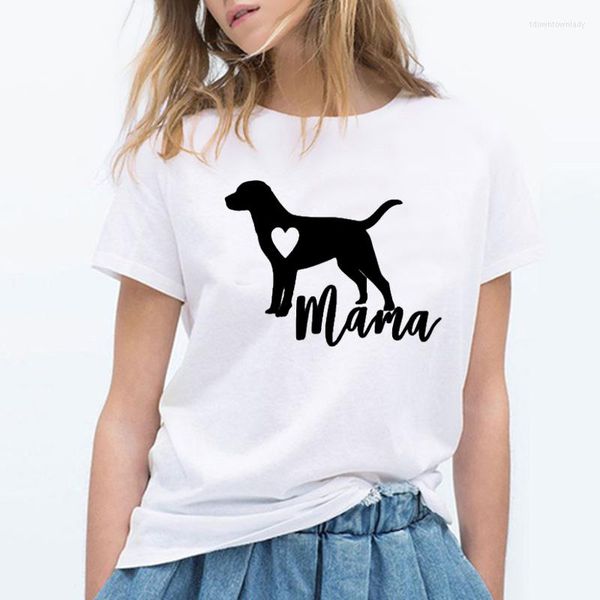 Camisetas de mujer Harajuku Dog Mama algodón mujer camiseta divertida gráfica madre ropa camisa de manga corta mujer cuello redondo mamá Top Tees Drop
