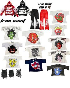 Dames T-shirts Harajuku Ghost Head Series Vrouwen Y2k Top Koppels Goth Gothic Oversized Grafisch Shirt Vintage Tops Grunge Hiphop Kleding