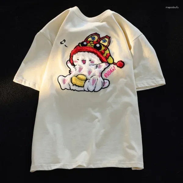 Camisetas de las camisetas harajuku kawaii mujeres lindo floking floking de manga corta camiseta de cuello de oe de la sola camiseta de verano camisetas diarias top