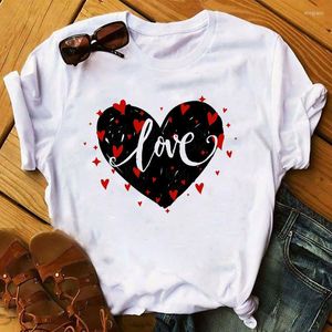 Camisetas de mujer Harajuku camiseta gráfica camiseta femenina mujer leopardo latido del corazón amor lindo impreso dibujos animados señoras elegante