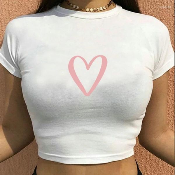 T-shirts Femmes Coeur Mode Filles Y2K Années 2000 Femmes Fille Esthétique Été Streetwear Kpop Graphique Fée Grunge Bébé T-shirt Sexy