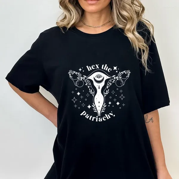 Camisetas para mujeres Hex La camiseta de la camiseta del útero floral del útero patriarcado