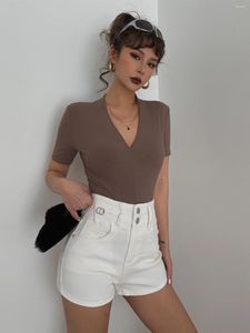 T-shirts pour femmes hautes élasticité super slim sexy top t-shirt à manches courtes