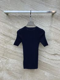 Dames t shirts high-end slanke fit korte mouwen gebreide trui heeft een delicate lichtgewicht en comfortabele textuur met volledige elasticiteit