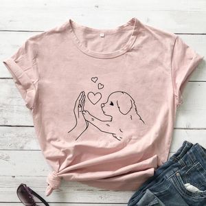 T-shirts de femmes High Five avec chiot t-shirt drôle de chien maman cadeau tshirt mignon fourrure maman tee-shirt graphique top