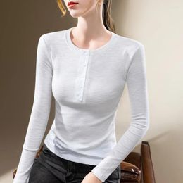 T-shirts Femmes Haute Qualité 2023 Femmes Tops Hiver Automne Vis Thread T-shirt Femme Vêtements Sexy Crop Top Vêtements Casual Mode