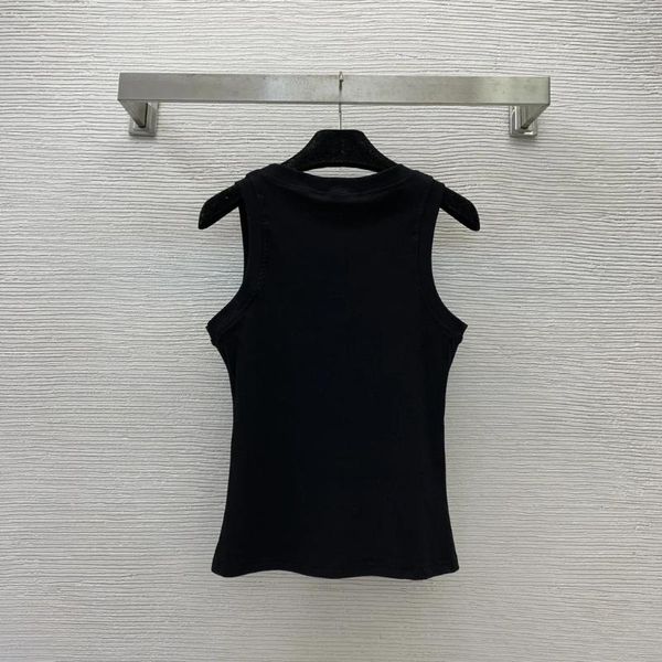 Camisetas para mujer, alta calidad, logotipo personalizado clásico bordado, hilo de algodón puro, rayas, chaleco pequeño de moda Simple, Top corto con cuello Halter