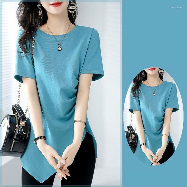 T-shirts pour femmes High Street Summer Korean Fashion Casual T-shirt Femme Plis Tops Femmes T-shirt À Manches Courtes Femme Vêtements Slim T-shirts