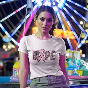 Dames T-shirts Hoop Print TShirt Vrouwen Borstkanker Awareness Kleding Esthetische Korte Mouw Streetwear Europa Amerika Harajuku T-shirt