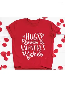T-shirts pour femmes, câlins, bisous, vœux de saint-valentin, chemise coupée, amour, cœur, disant, vêtements graphiques, T-shirts de saint-valentin, tenues