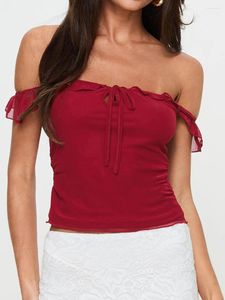 T-shirts de femmes Hzdazrl Femmes hors de l'épaule Tops à manches courtes Y2k Sexy Shirt Fitted Summer Casual Blouse Tee Top