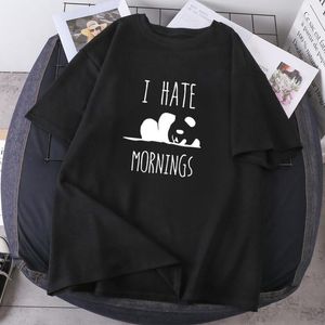 Camisetas para mujer Tengo mañanas Panda Imprimir Mujer Camisetas Verano K-Mujer Hip Hop Ropa Tops Cuello redondo Moda de alta calidad 2023 Te