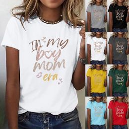 T-shirts féminins dans mon garçon maman maman décontractée à manches courtes tops femmes vierges athlétiques femmes entraîne