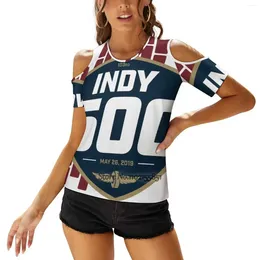 T-shirts pour femmes Indy 500 femme tshirts imprimé tops o cou back lacing top shirt graphic shirt indycar aonso fernando miles