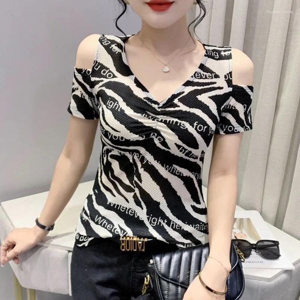 T-shirts pour femmes encrier la lettre de peinture Zebra Match Ladies T-shirt Vêtements de luxe chemise sexy t-t-t-t-t-shirt