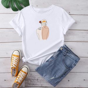 T-shirts pour femmes motif intéressant imprimé personnalité abstraite fleur à manches courtes femme WISH 2023 dames mode coton T-shirt haut