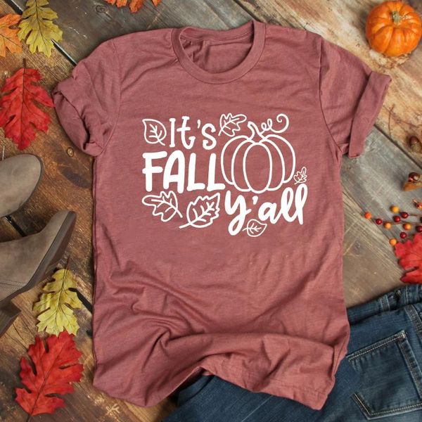 T-shirts pour femmes It's Fall Y'all Vintage Clothes Hello Shirt Funny Graphic Happy Pumpkin Femmes Casual Tops L