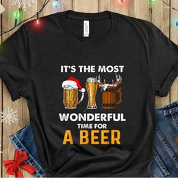 T-shirts Femmes C'est le moment le plus merveilleux pour une chemise de bière Femmes Noël Noël T-shirt Santa Cold Tee