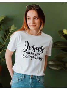 Dames T-shirts Jezus verandert alles Christelijk shirt voor vrouwen Is Lord Grafische Vrouwelijke Harajuku Ronde Hals Geloof Hoop Tees