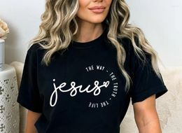 Camisetas para mujer Jesús el camino verdad vida fe cristiana camisetas de manga corta Cctton Streetwear Harajuku Goth Drop